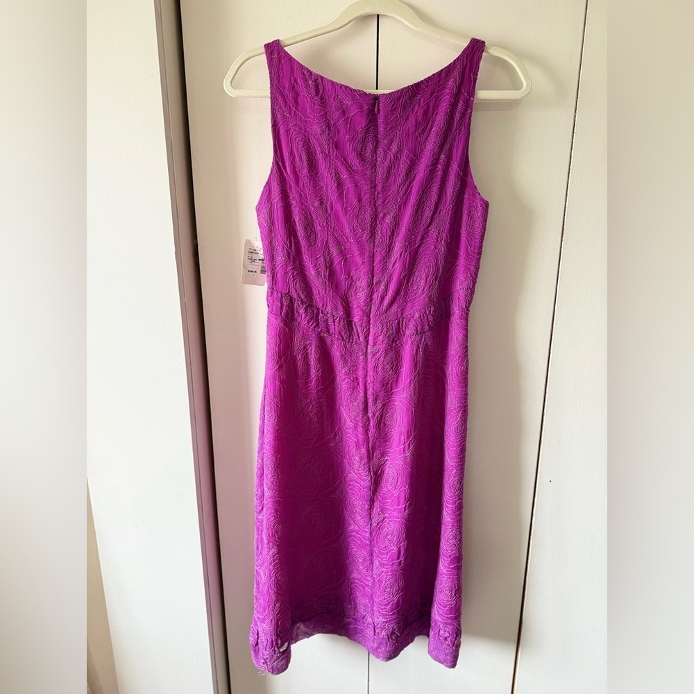 NWOT Beautiful Vintage 100% Silk Tocca Dark Pink Embroidered Dress Size 10 - Picture 8 of 9